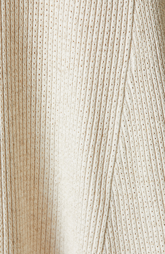 Naturel Ajurlu Kare Yaka Elbise