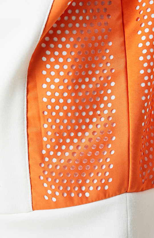 N-Tech Beyaz-Turuncu Bisiklet Yaka Sweatshirt