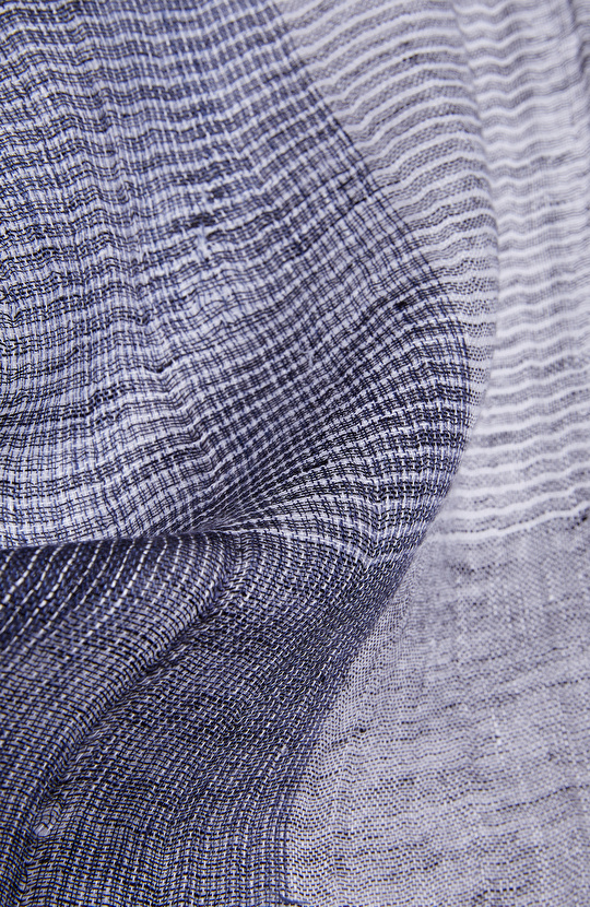 Lacivert Kareli Erkek Keten Şal