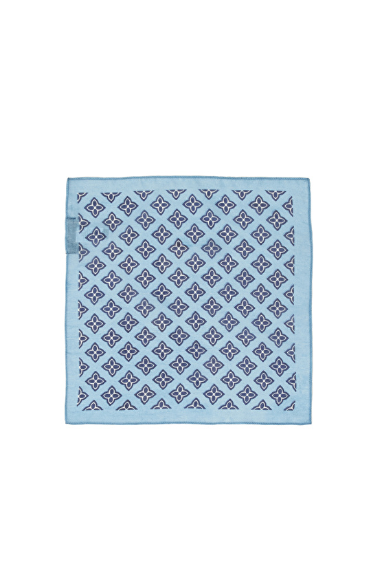 Lacivert Geometrik Desenli Kadın İpek Mendil