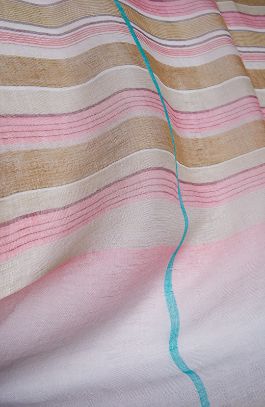 Renkli Çizgi Desenli Kadın Keten Şal