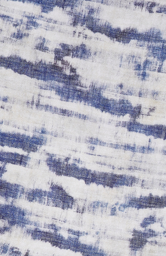 Lacivert Ekru Desenli Keten Poşet Mendil