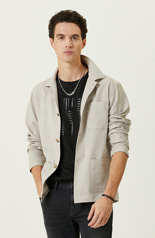 Bej Jakarlı Blazer Ceket
