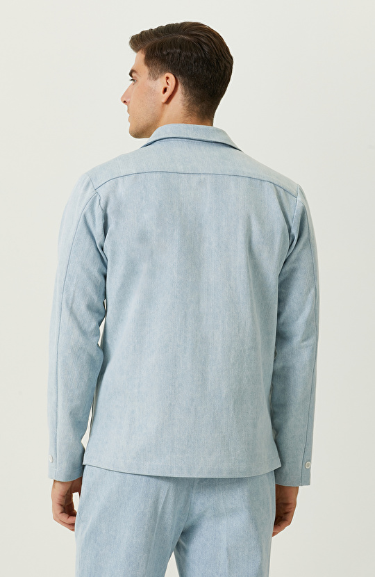Mavi Gömlek Yaka Ceket