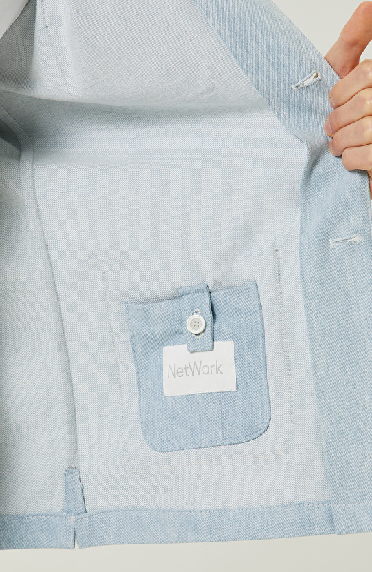 Mavi Gömlek Yaka Ceket