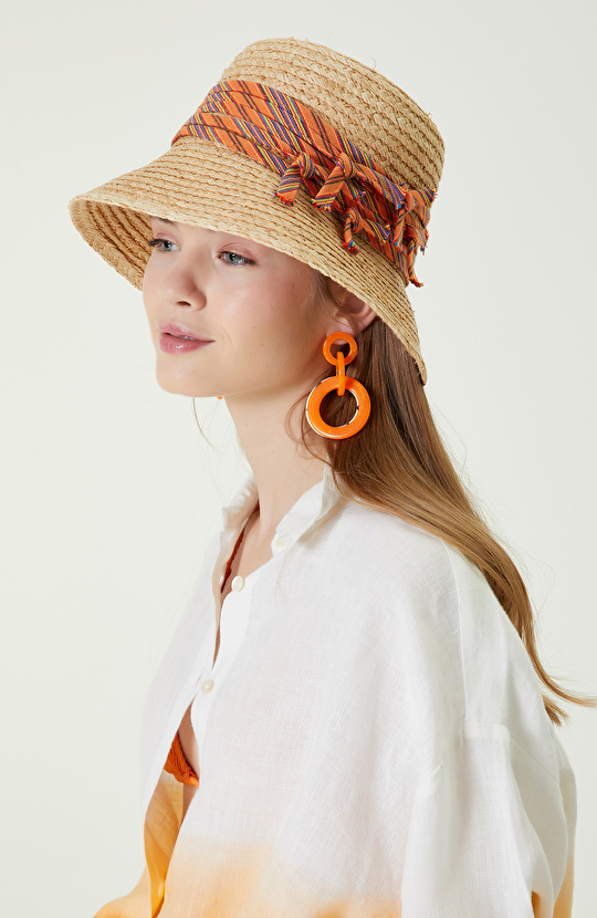 Bej Kadın Hasır Şapka