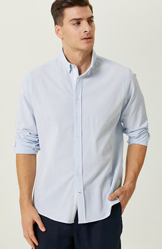 Mavi Beyaz Çizgili Gömlek