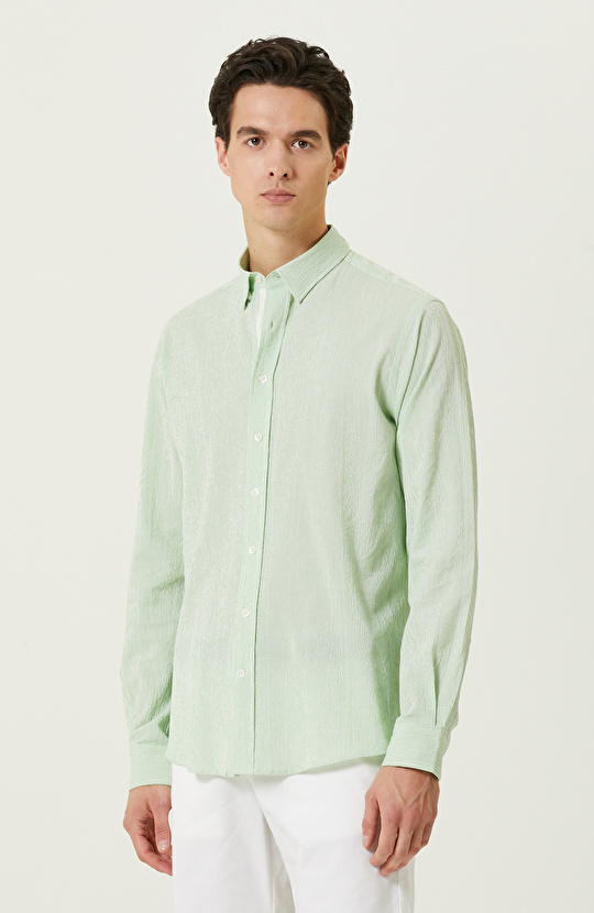 Yeşil Beyaz Çizgili Gömlek