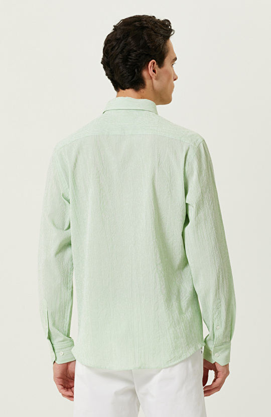 Yeşil Beyaz Çizgili Gömlek