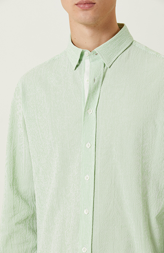 Yeşil Beyaz Çizgili Gömlek