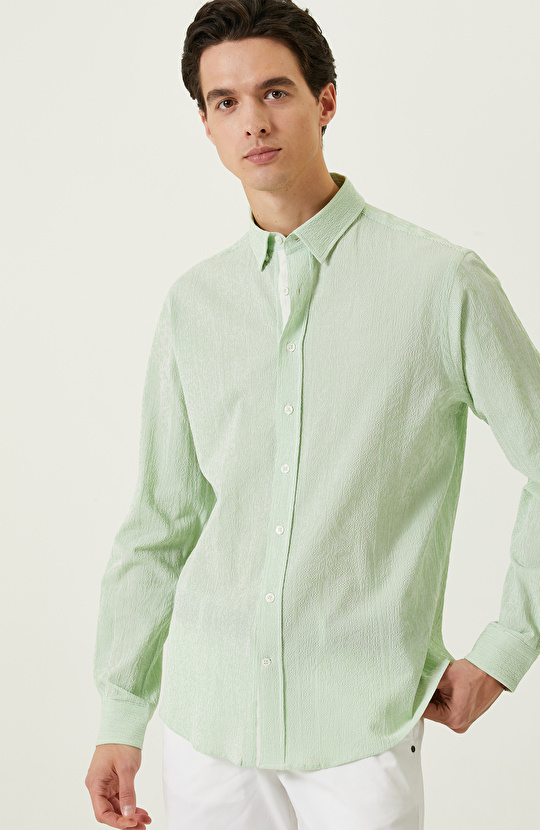 Yeşil Beyaz Çizgili Gömlek