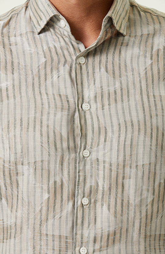 Bej Çizgili Gömlek
