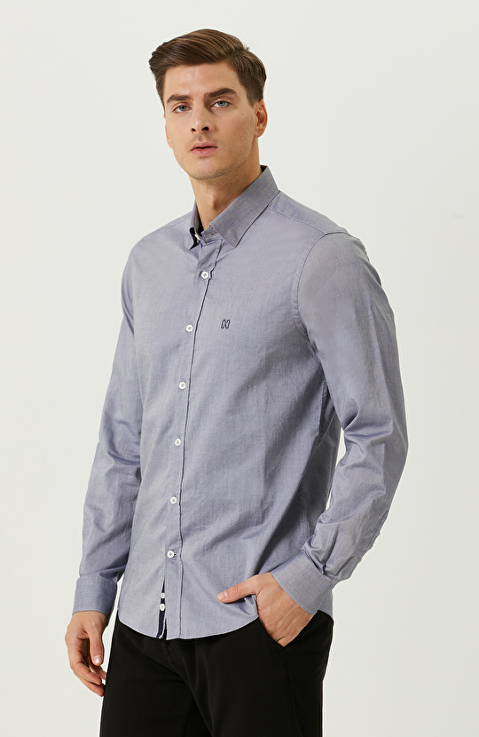 Lacivert Uzun Kollu  Gömlek