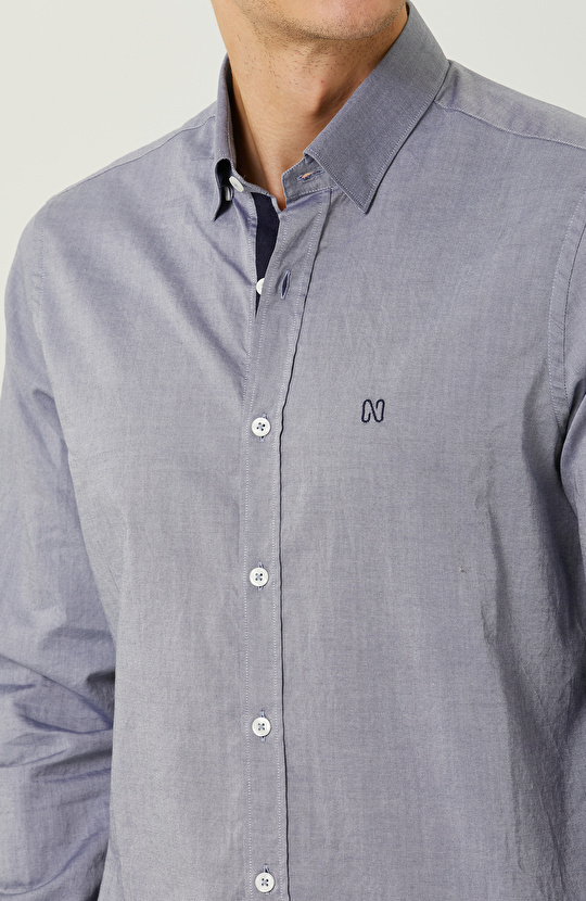 Lacivert Uzun Kollu  Gömlek