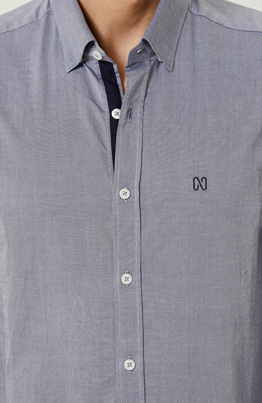 Lacivert Uzun Kollu  Gömlek