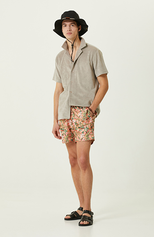 Bej Kısa Kollu Gömlek