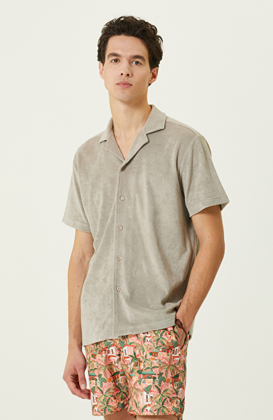 Bej Kısa Kollu Gömlek