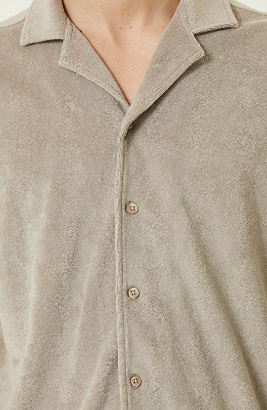 Bej Kısa Kollu Gömlek