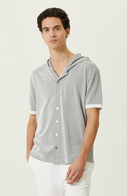 Siyah Beyaz Desenli  Gömlek