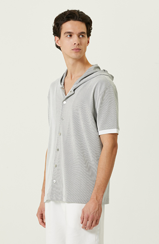 Siyah Beyaz Desenli  Gömlek