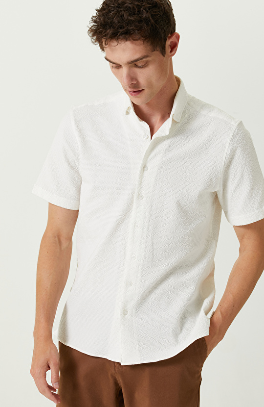 Ekru Gofreli Gömlek