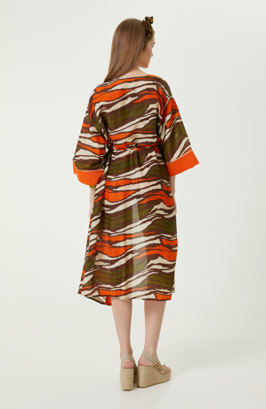 Turuncu Desenli Kaftan