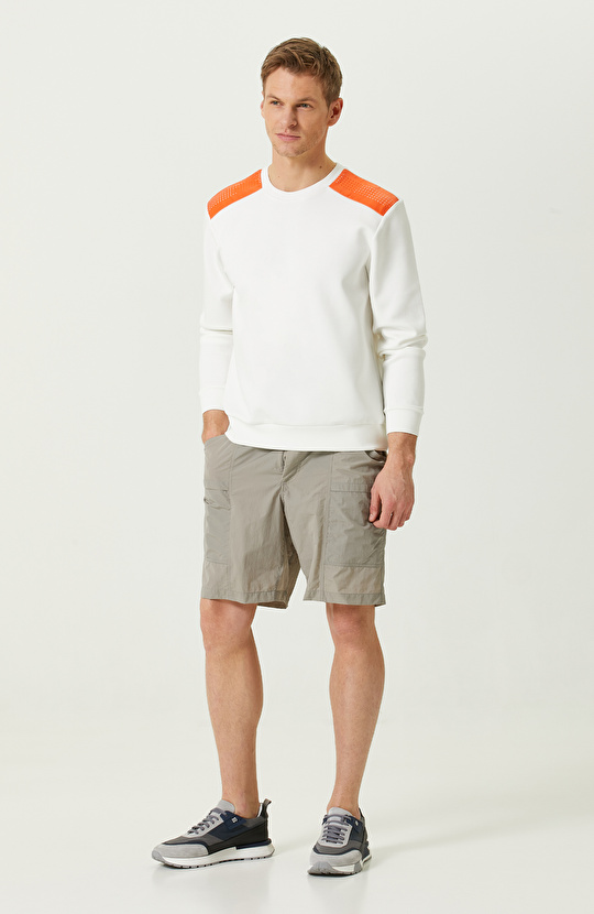 N-Tech Ekru Bisiklet Yaka  Sweatshirt
