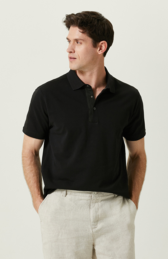 Kısa Kollu Siyah Polo Yaka Tshirt