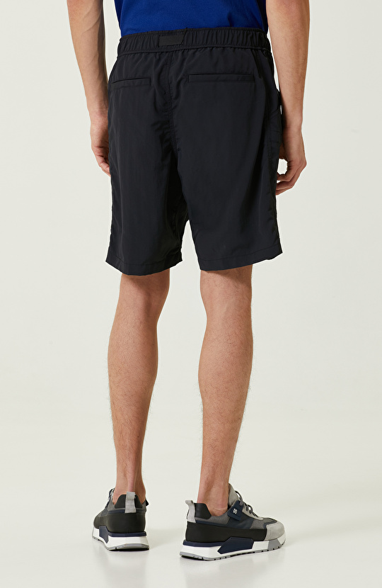 N-Tech Siyah Beli Lastikli Kargo Cep Şort