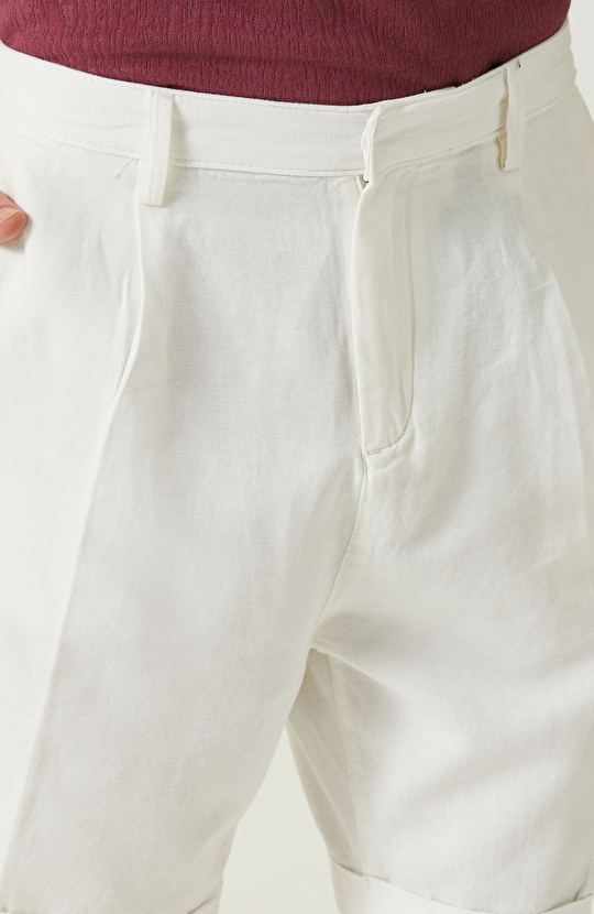 Normal Bel Ekru Şort