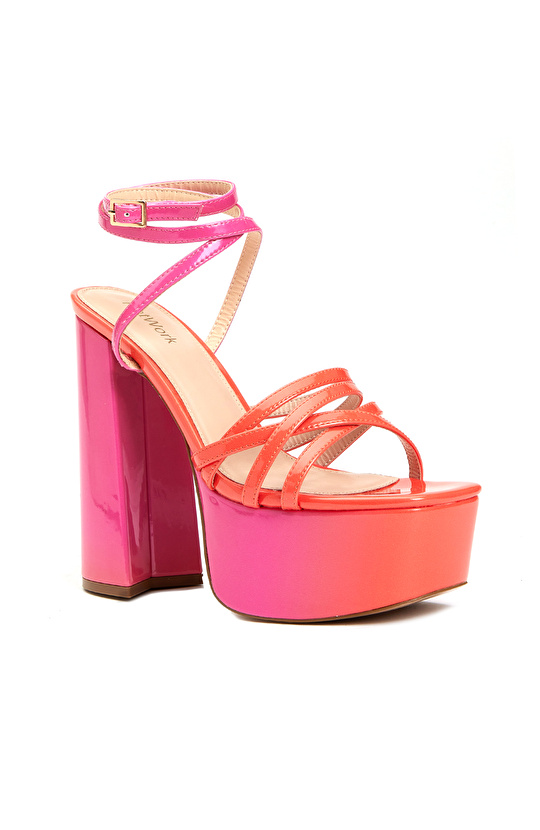 Turuncu Kadın Deri Sandalet