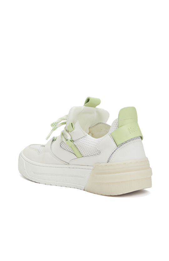 Kırık Beyaz Kadın Deri Sneaker