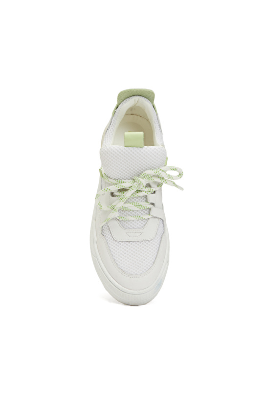 Kırık Beyaz Kadın Deri Sneaker