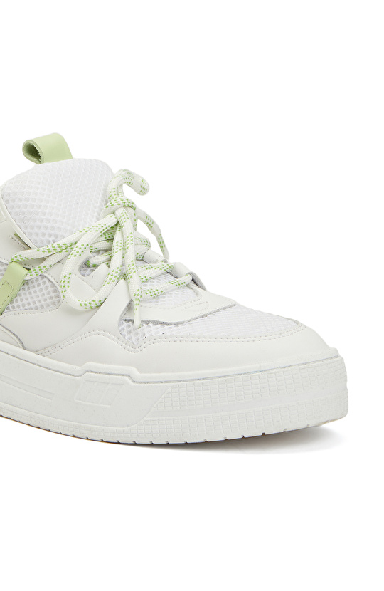 Kırık Beyaz Kadın Deri Sneaker