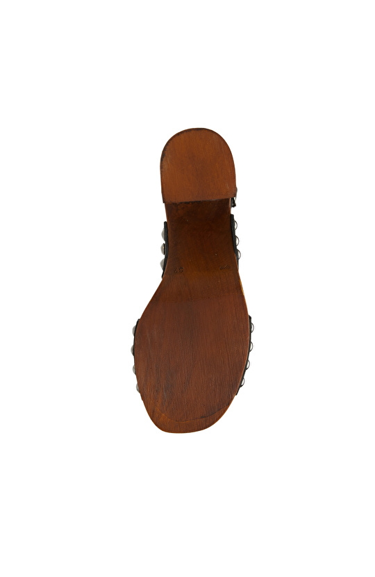 Siyah Kadın Deri Sandalet