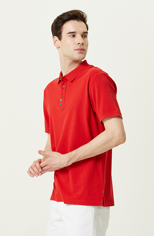 Kırmızı Polo Yaka Kısa Kollu T-Shirt