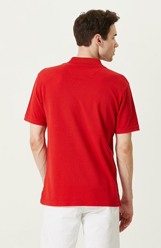 Kırmızı Polo Yaka Kısa Kollu T-Shirt
