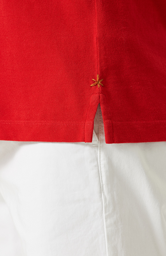 Kırmızı Polo Yaka Kısa Kollu T-Shirt