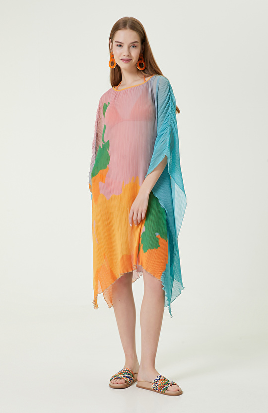 Turkuaz Yeşil Desenli Pareo