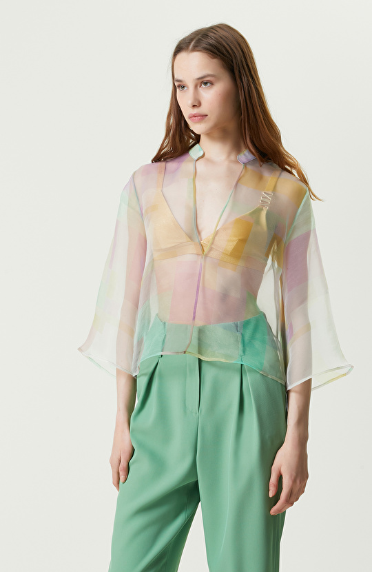 Mint Truvakar Kol Dik Yaka Bluz