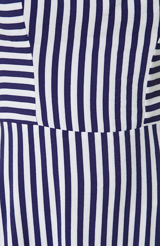 Beyaz-Lacivert Çizgili Elbise