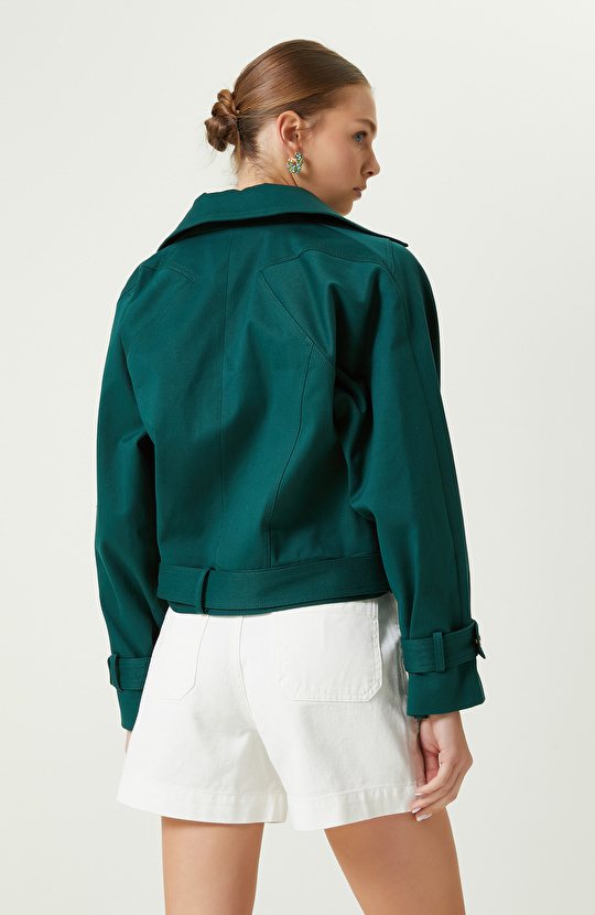 Yeşil Rengi Ceket Yaka Mont