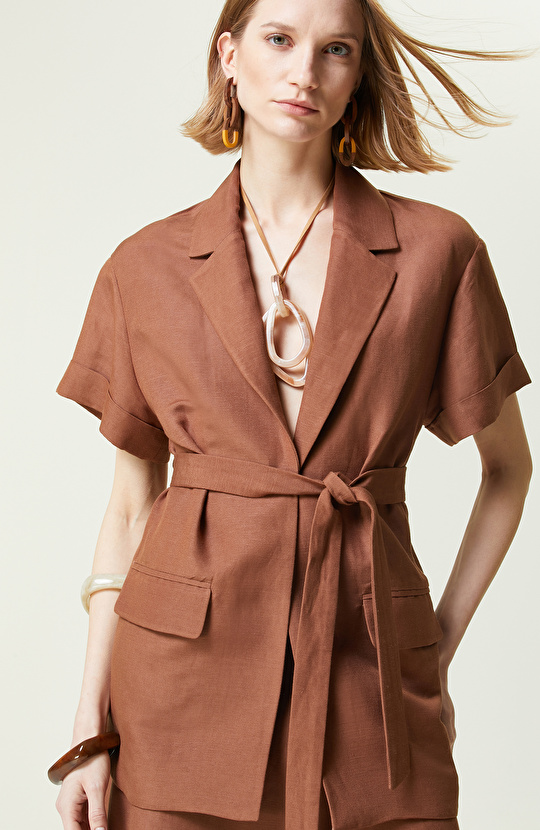 Kahverengi Kısa Kollu Ceket