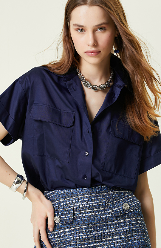 Lacivert Kısa Kollu Gömlek