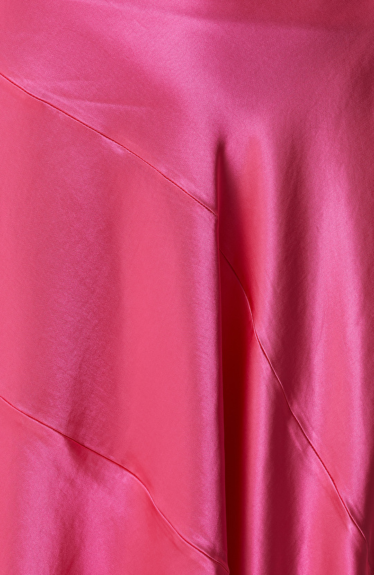 Fuşya Midi Boy Saten Etek