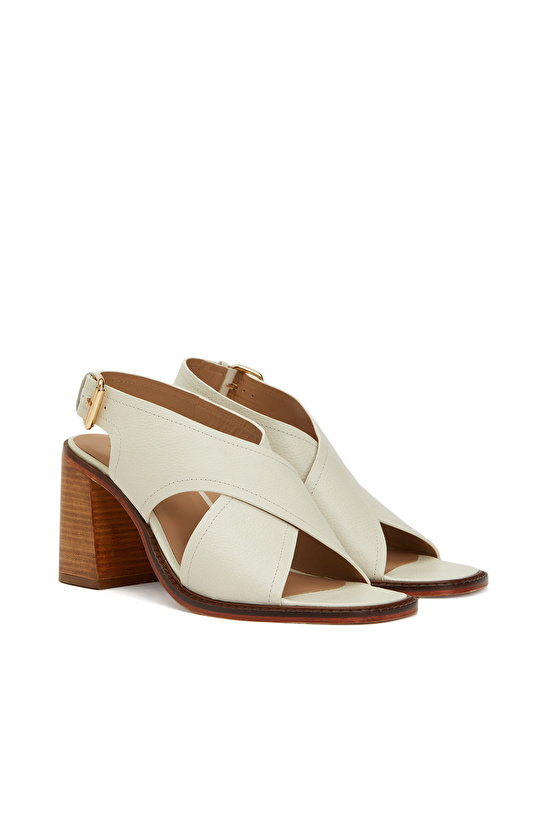 Beyaz Kadın Deri Sandalet