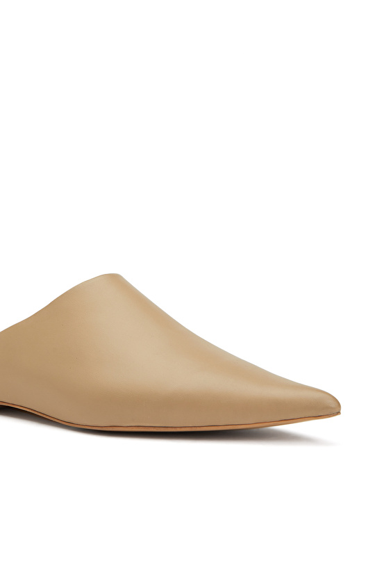 Bej Kadın Deri Terlik