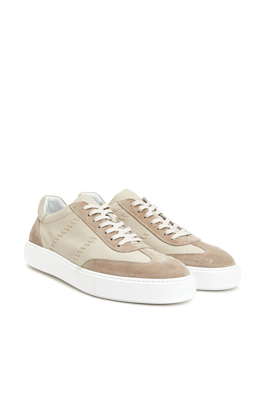 Bej Erkek Deri Sneaker