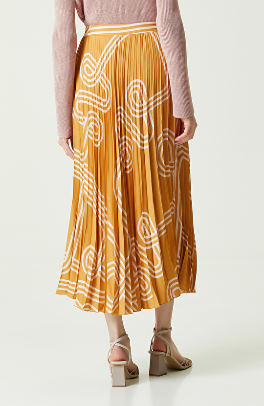 Safran Diz Boyu Dokuma Etek