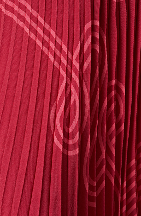 Bordo Desenli Piliseli Etek